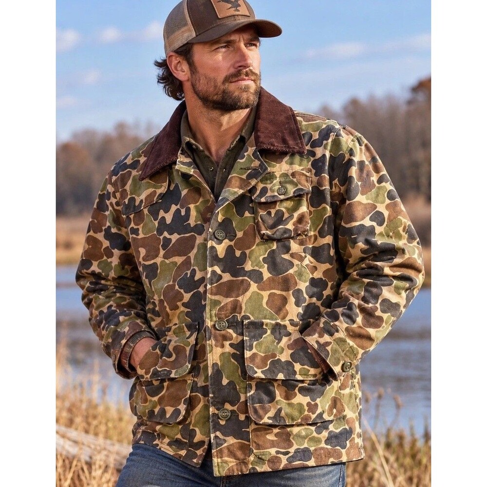 Vintage ‘70s Redhead BoneDry Jacket Mens M Frog Camo Hunting Duck Chore Coat